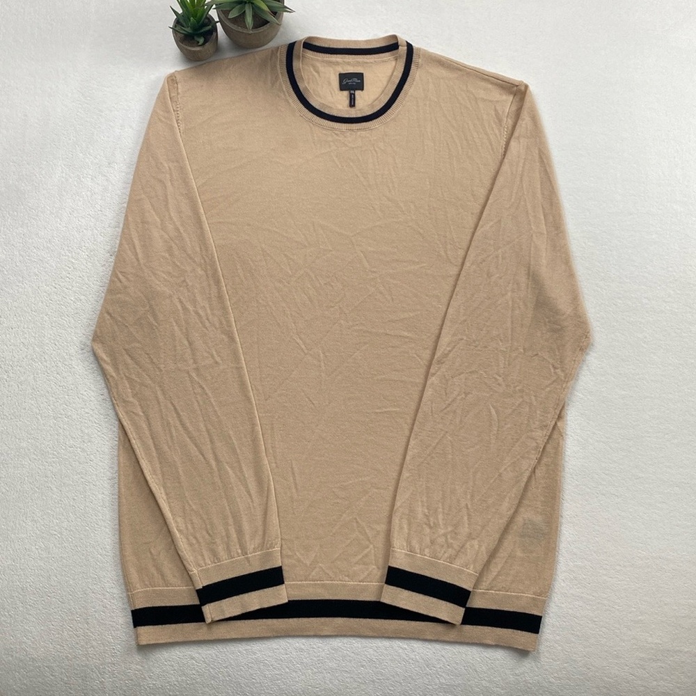 Good Man Brand Knitwear Merino Wool Varsity Striped Long Sleeve Crew Sweater